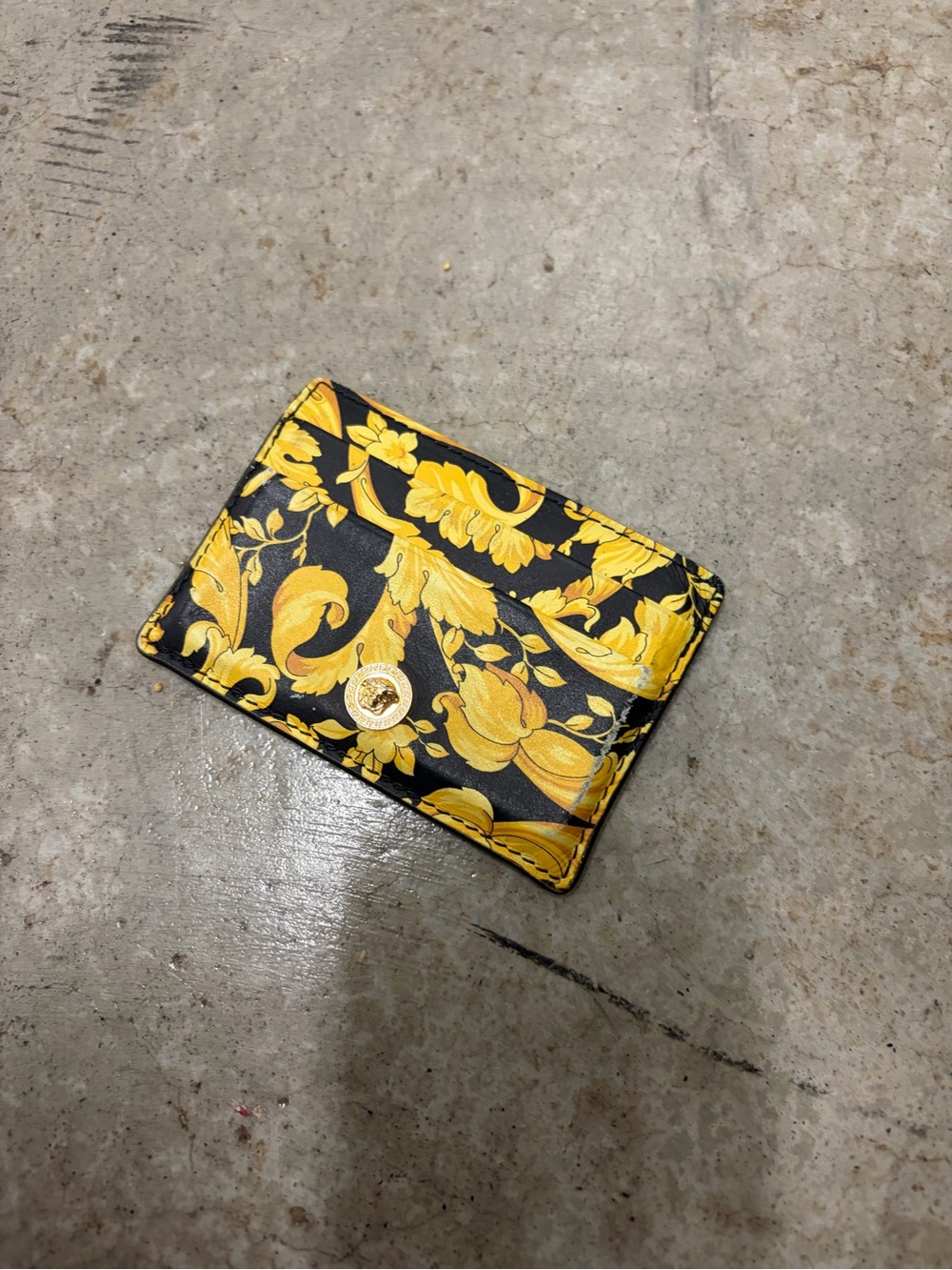 Authentic Versace Black and Yellow Baroque Card Case